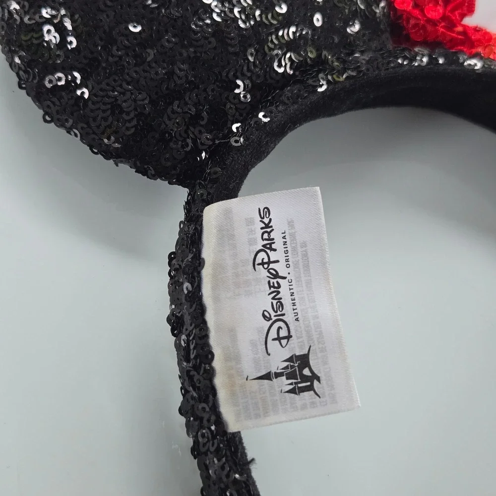 Disney Parks Minnie Mouse Sequin Ears Headband‎ Red Bow Kids Costume